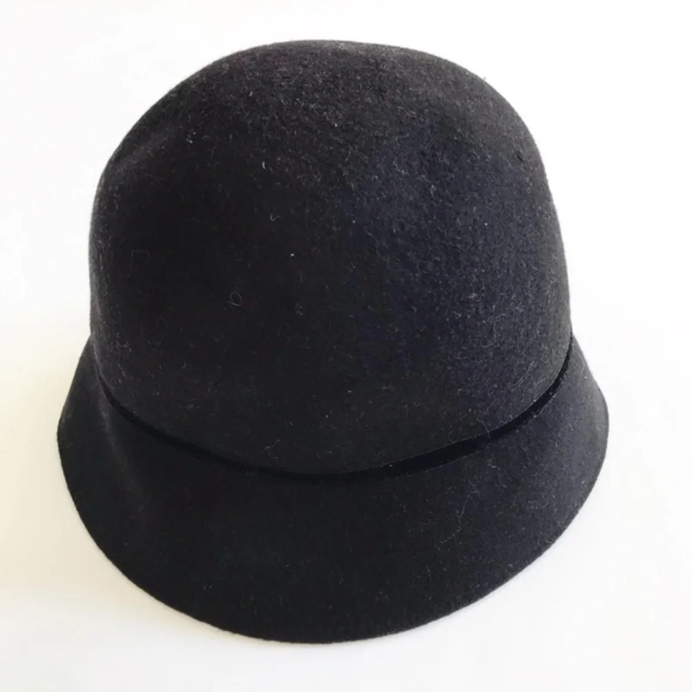 Gymboree black 100% wool velvet bow hat EUC size S